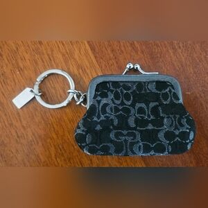 Coach Black and Silver Purse Keychain